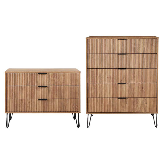 Manhattan Comfort - 2-Piece DUMBO Dresser and 5-Drawer Tall Dresser in Golden Brown - 2-DB05-GB veiw 1