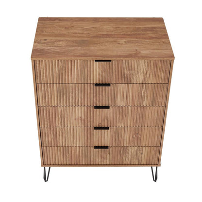 Manhattan Comfort - 2-Piece DUMBO Dresser and 5-Drawer Tall Dresser in Golden Brown - 2-DB05-GB veiw 8