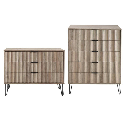Manhattan Comfort - 2-Piece DUMBO Dresser and 5-Drawer Tall Dresser in GreyRustic Grey - 2-DB05-GY veiw 1
