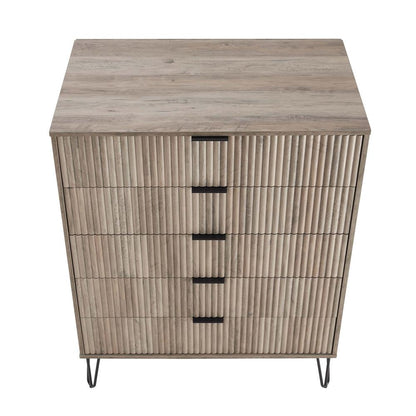 Manhattan Comfort - 2-Piece DUMBO Dresser and 5-Drawer Tall Dresser in GreyRustic Grey - 2-DB05-GY veiw 3