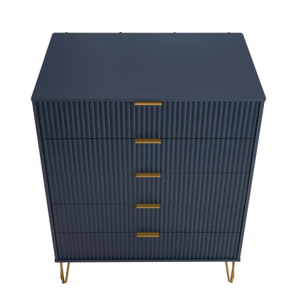 Manhattan Comfort - 2-Piece DUMBO Dresser and 5-Drawer Tall Dresser in Midnight Blue - 2-DB05-MB veiw 3