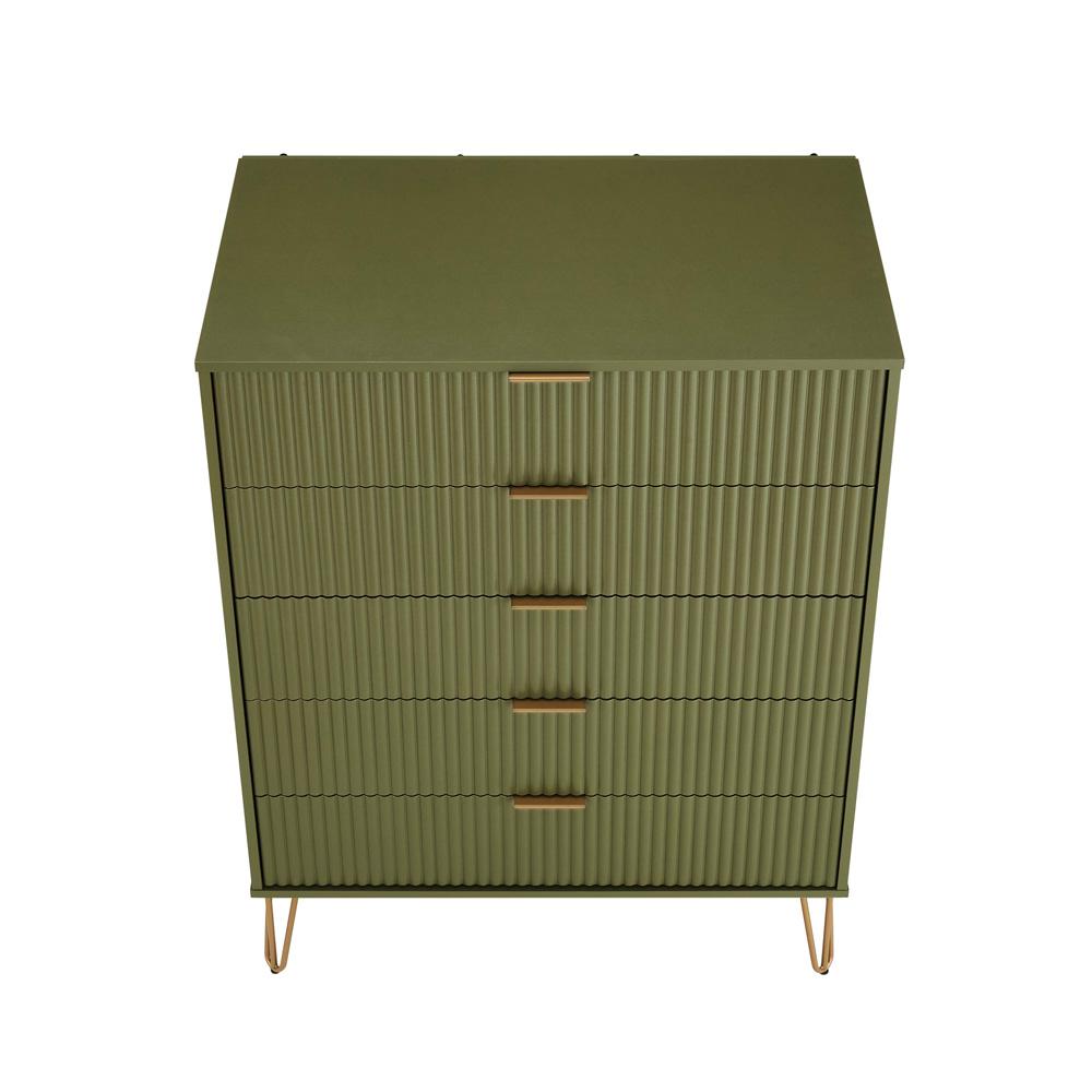 Manhattan Comfort - 2-Piece DUMBO Dresser and 5-Drawer Tall Dresser in Olive Green - 2-DB05-OG veiw 3