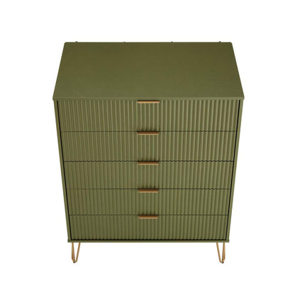 Manhattan Comfort - 2-Piece DUMBO Dresser and 5-Drawer Tall Dresser in Olive Green - 2-DB05-OG veiw 3