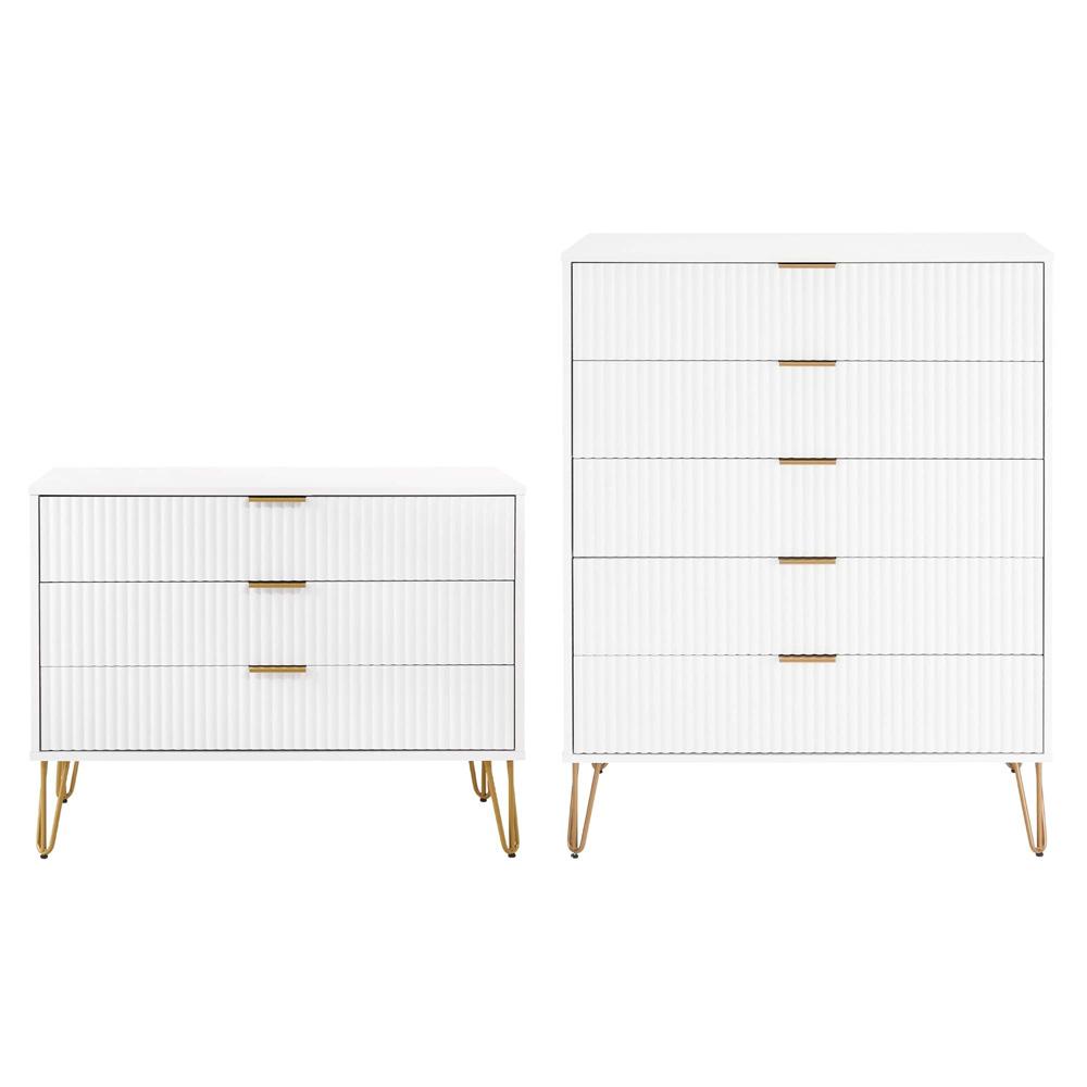 Manhattan Comfort - 2-Piece DUMBO Dresser and 5-Drawer Tall Dresser in White - 2-DB05-WH veiw 1