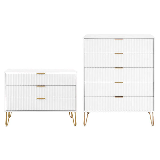 Manhattan Comfort - 2-Piece DUMBO Dresser and 5-Drawer Tall Dresser in White - 2-DB05-WH veiw 1