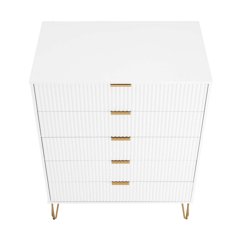 Manhattan Comfort - 2-Piece DUMBO Dresser and 5-Drawer Tall Dresser in White - 2-DB05-WH veiw 3