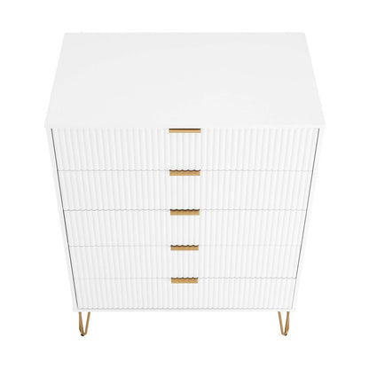 Manhattan Comfort - 2-Piece DUMBO Dresser and 5-Drawer Tall Dresser in White - 2-DB05-WH veiw 3