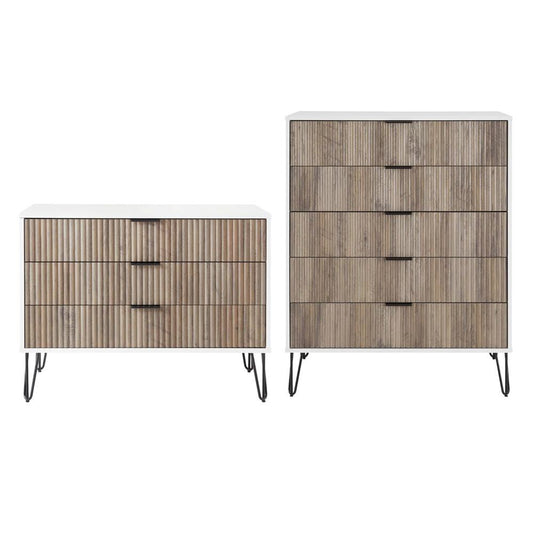 Manhattan Comfort - 2-Piece DUMBO Dresser and 5-Drawer Tall Dresser in White and Grey - 2-DB05-WG veiw 1