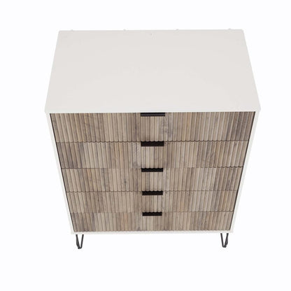Manhattan Comfort - 2-Piece DUMBO Dresser and 5-Drawer Tall Dresser in White and Grey - 2-DB05-WG veiw 3