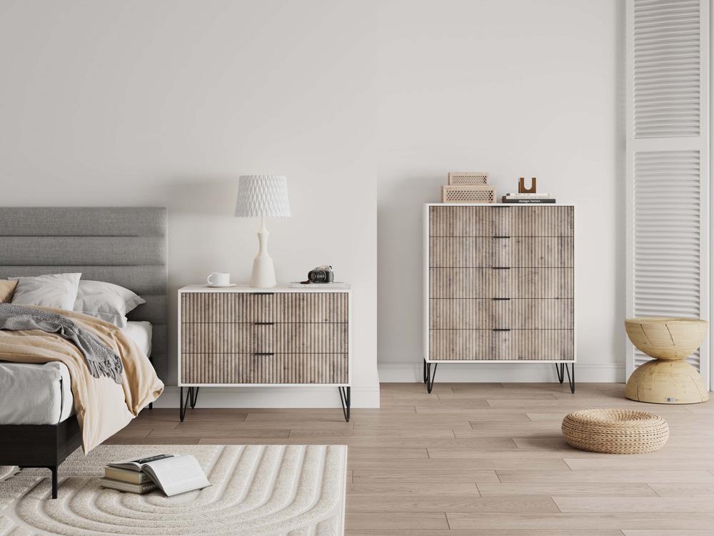 Manhattan Comfort - 2-Piece DUMBO Dresser and 5-Drawer Tall Dresser in White and Grey - 2-DB05-WG veiw 10