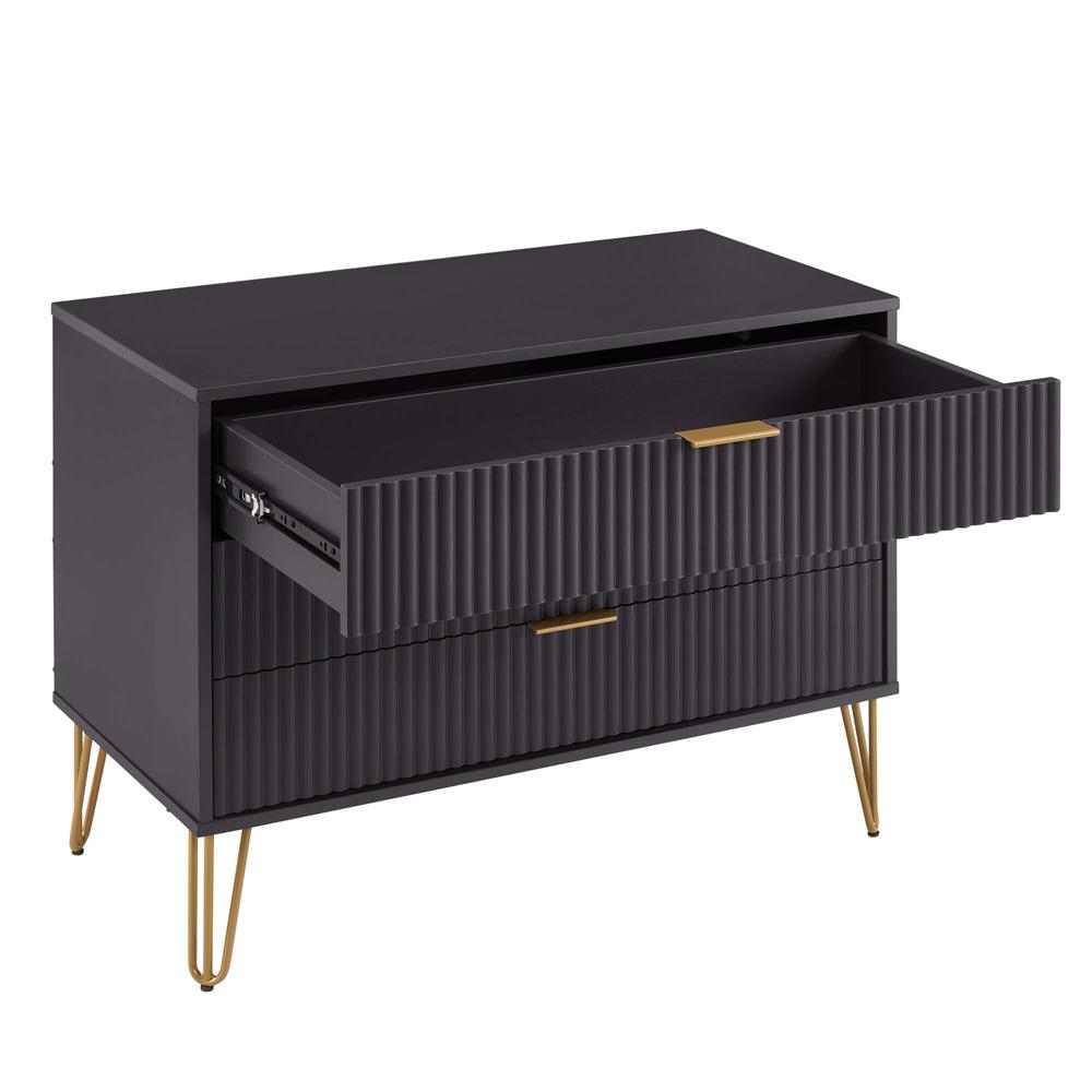 Manhattan Comfort - 3-Piece DUMBO Nightstand, Dresser, and 5-Drawer Tall Dresser in Black - 3-DB09-BK veiw 6