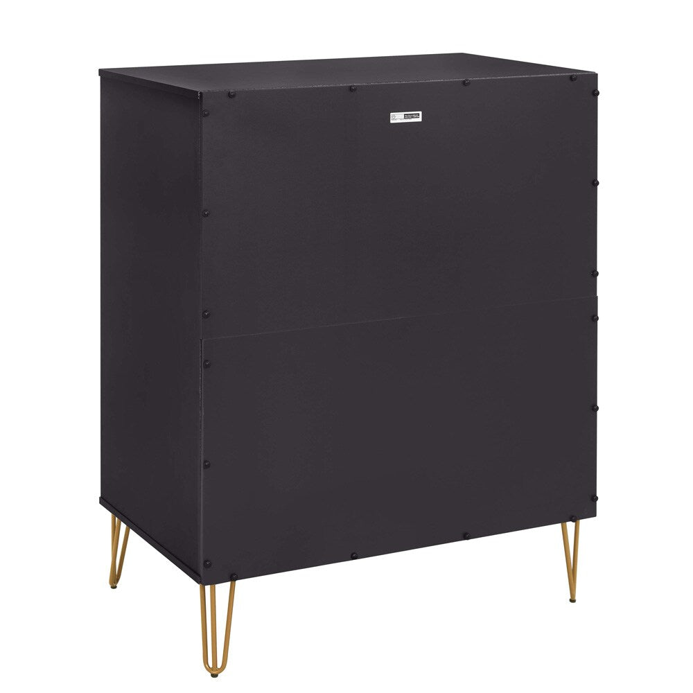 Manhattan Comfort - 3-Piece DUMBO Nightstand, Dresser, and 5-Drawer Tall Dresser in Black - 3-DB09-BK veiw 7