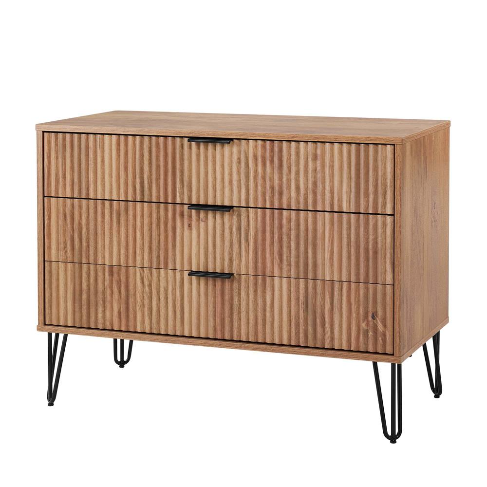 Manhattan Comfort - 3-Piece DUMBO Nightstand, Dresser, and 5-Drawer Tall Dresser in Golden Brown - 3-DB09-GB veiw 4