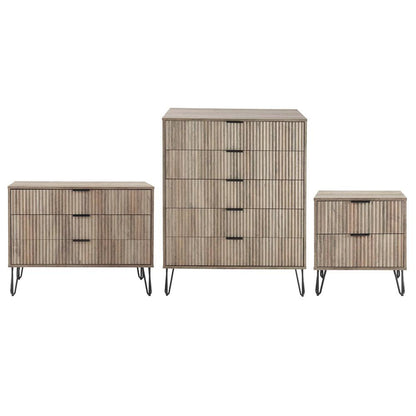 Manhattan Comfort - 3-Piece DUMBO Nightstand, Dresser, and 5-Drawer Tall Dresser in GreyRustic Grey - 3-DB09-GY veiw 1