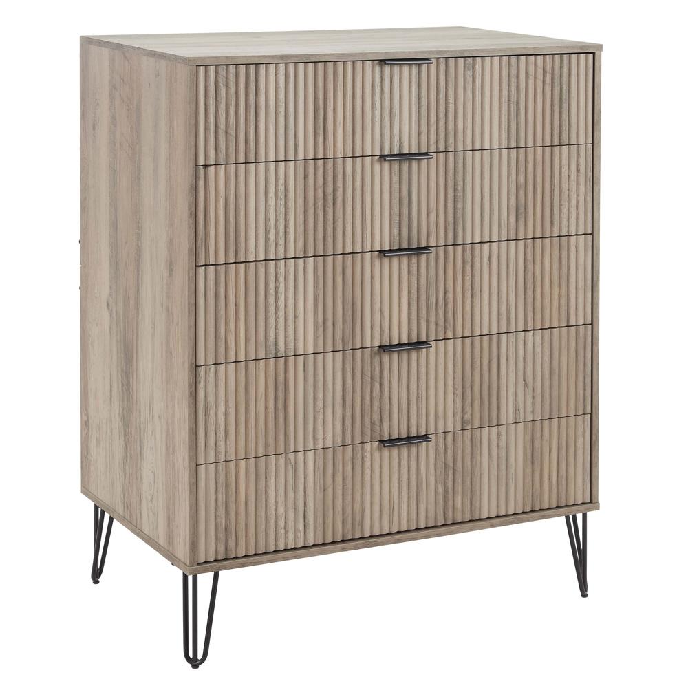 Manhattan Comfort - 3-Piece DUMBO Nightstand, Dresser, and 5-Drawer Tall Dresser in GreyRustic Grey - 3-DB09-GY veiw 2