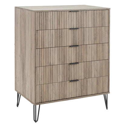 Manhattan Comfort - 3-Piece DUMBO Nightstand, Dresser, and 5-Drawer Tall Dresser in GreyRustic Grey - 3-DB09-GY veiw 2