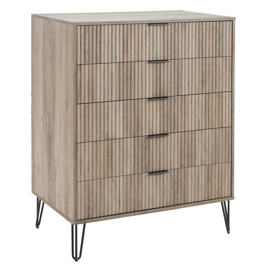 Manhattan Comfort - 3-Piece DUMBO Nightstand, Dresser, and 5-Drawer Tall Dresser in GreyRustic Grey - 3-DB09-GY veiw 2