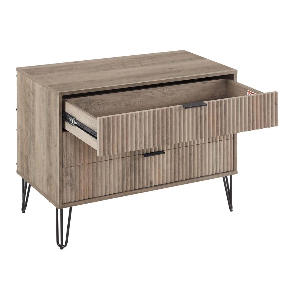 Manhattan Comfort - 3-Piece DUMBO Nightstand, Dresser, and 5-Drawer Tall Dresser in GreyRustic Grey - 3-DB09-GY veiw 6