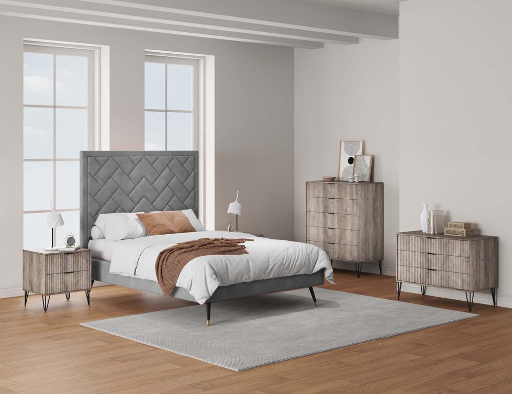 Manhattan Comfort - 3-Piece DUMBO Nightstand, Dresser, and 5-Drawer Tall Dresser in GreyRustic Grey - 3-DB09-GY veiw 10