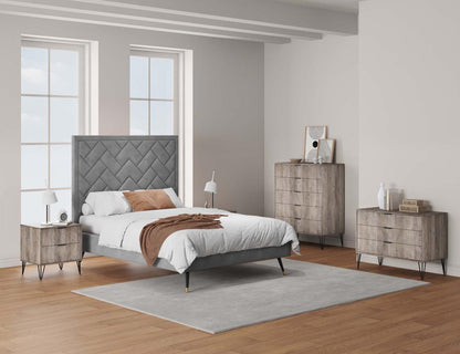 Manhattan Comfort - 3-Piece DUMBO Nightstand, Dresser, and 5-Drawer Tall Dresser in GreyRustic Grey - 3-DB09-GY veiw 10