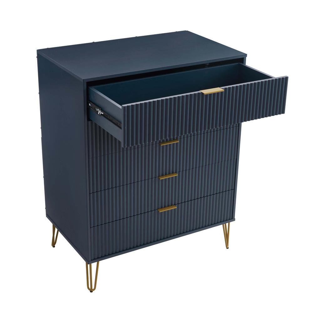 Manhattan Comfort - 3-Piece DUMBO Nightstand, Dresser, and 5-Drawer Tall Dresser in Midnight Blue - 3-DB09-MB veiw 5