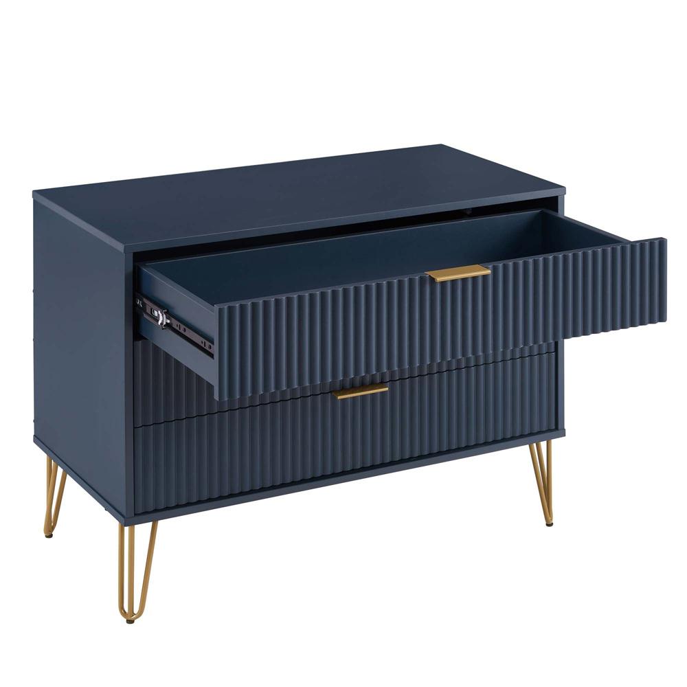 Manhattan Comfort - 3-Piece DUMBO Nightstand, Dresser, and 5-Drawer Tall Dresser in Midnight Blue - 3-DB09-MB veiw 6