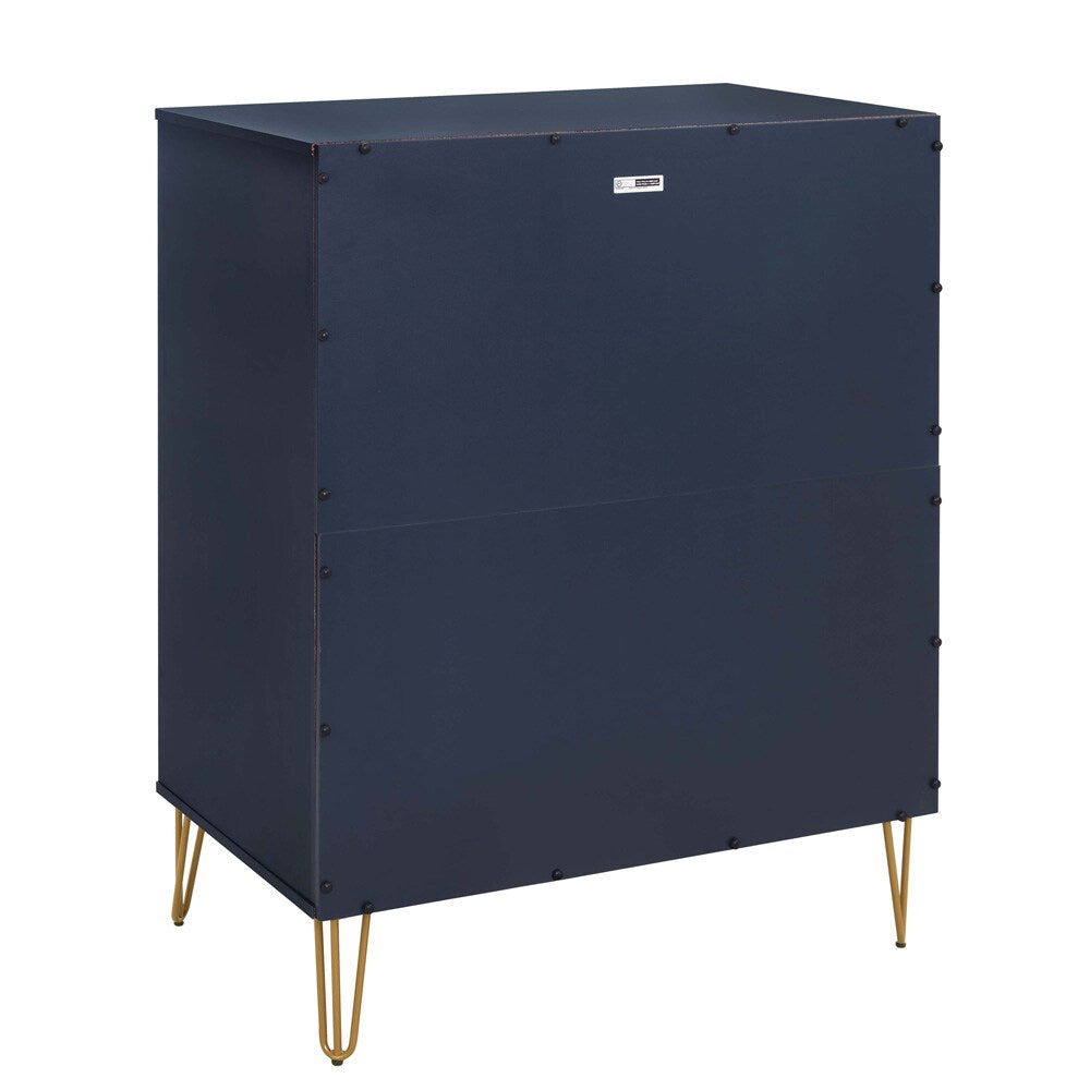 Manhattan Comfort - 3-Piece DUMBO Nightstand, Dresser, and 5-Drawer Tall Dresser in Midnight Blue - 3-DB09-MB veiw 7