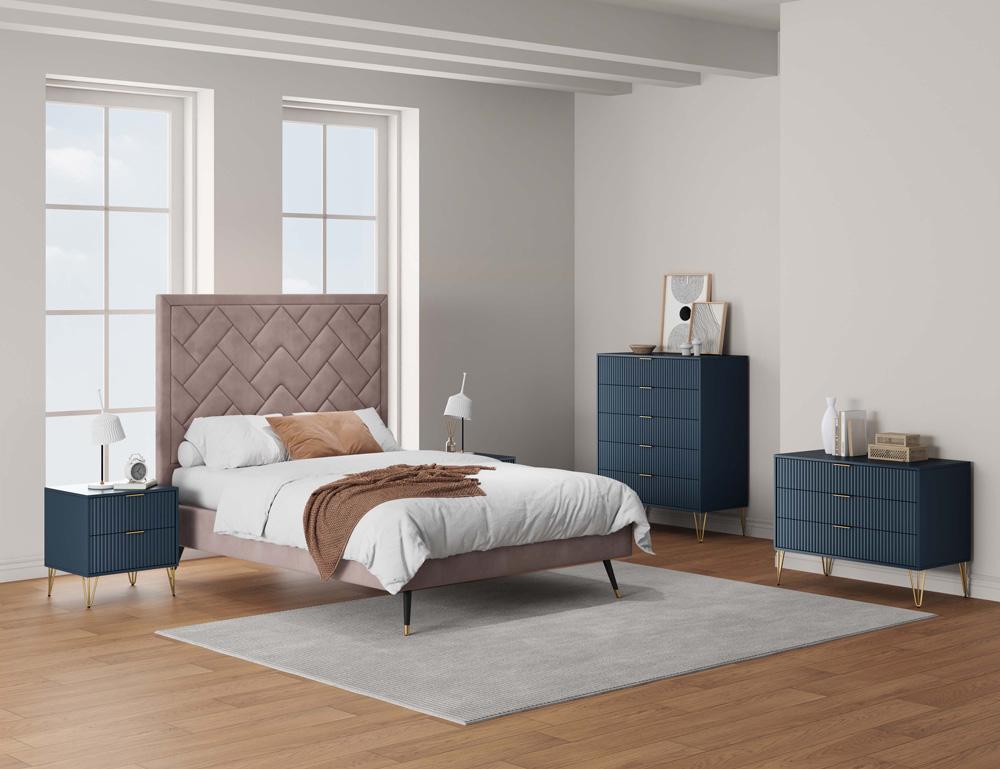 Manhattan Comfort - 3-Piece DUMBO Nightstand, Dresser, and 5-Drawer Tall Dresser in Midnight Blue - 3-DB09-MB veiw 10