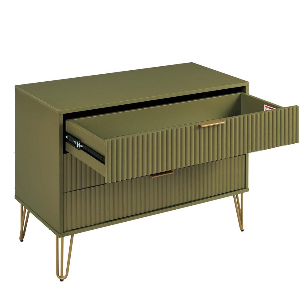 Manhattan Comfort - 3-Piece DUMBO Nightstand, Dresser, and 5-Drawer Tall Dresser in Olive Green - 3-DB09-OG veiw 6