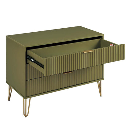 Manhattan Comfort - 3-Piece DUMBO Nightstand, Dresser, and 5-Drawer Tall Dresser in Olive Green - 3-DB09-OG veiw 6