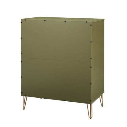 Manhattan Comfort - 3-Piece DUMBO Nightstand, Dresser, and 5-Drawer Tall Dresser in Olive Green - 3-DB09-OG veiw 7