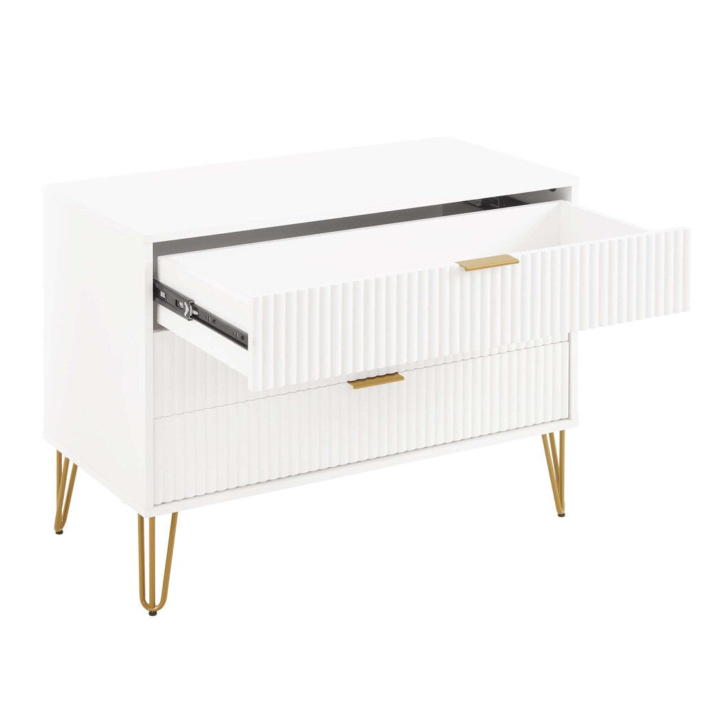Manhattan Comfort - 3-Piece DUMBO Nightstand, Dresser, and 5-Drawer Tall Dresser in White - 3-DB09-WH veiw 6