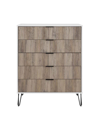 Manhattan Comfort - 3-Piece DUMBO Nightstand, Dresser, and 5-Drawer Tall Dresser in White and GreyWhite and Rustic Grey - 3-DB09-WG veiw 4
