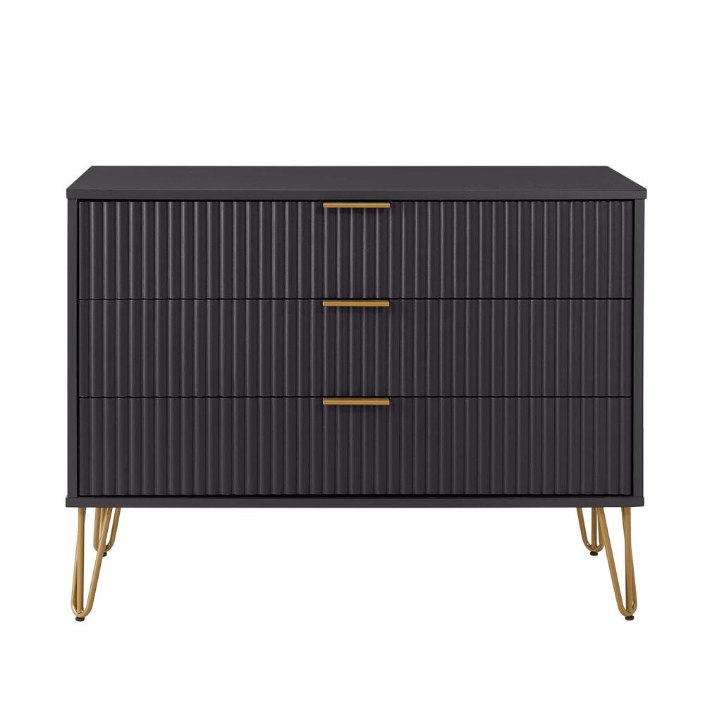 Manhattan Comfort - DUMBO Dresser with 3 Full Extension Drawers in Black - DR001-BK veiw 1