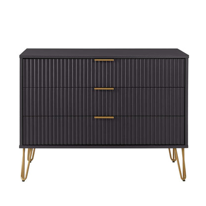 Manhattan Comfort - DUMBO Dresser with 3 Full Extension Drawers in Black - DR001-BK veiw 1