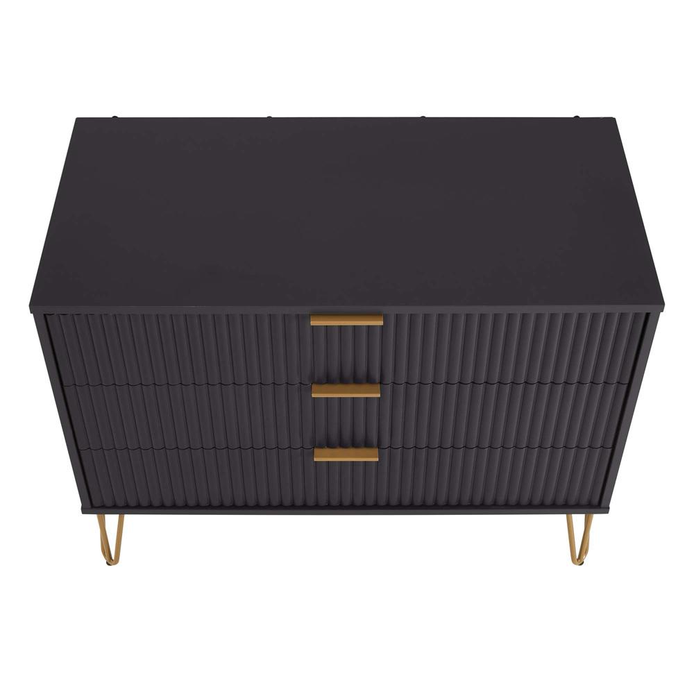 Manhattan Comfort - DUMBO Dresser with 3 Full Extension Drawers in Black - DR001-BK veiw 3