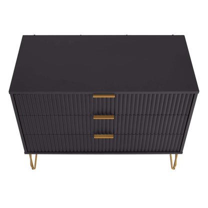 Manhattan Comfort - DUMBO Dresser with 3 Full Extension Drawers in Black - DR001-BK veiw 3