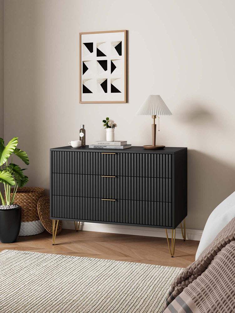 Manhattan Comfort - DUMBO Dresser with 3 Full Extension Drawers in Black - DR001-BK veiw 10