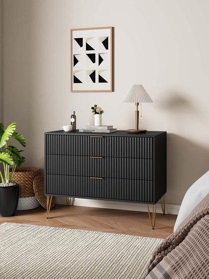 Manhattan Comfort - DUMBO Dresser with 3 Full Extension Drawers in Black - DR001-BK veiw 10