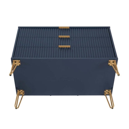 Manhattan Comfort - DUMBO Dresser with 3 Full Extension Drawers in Midnight Blue - DR001-MB veiw 6