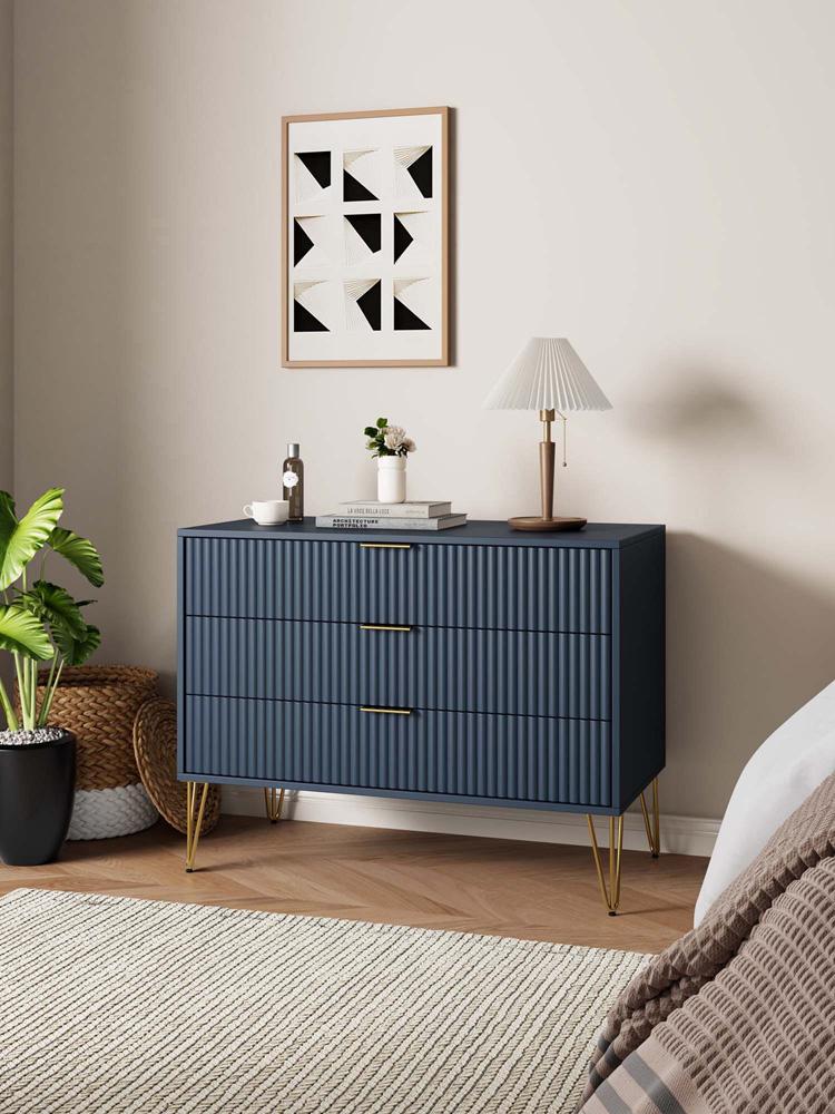 Manhattan Comfort - DUMBO Dresser with 3 Full Extension Drawers in Midnight Blue - DR001-MB veiw 10