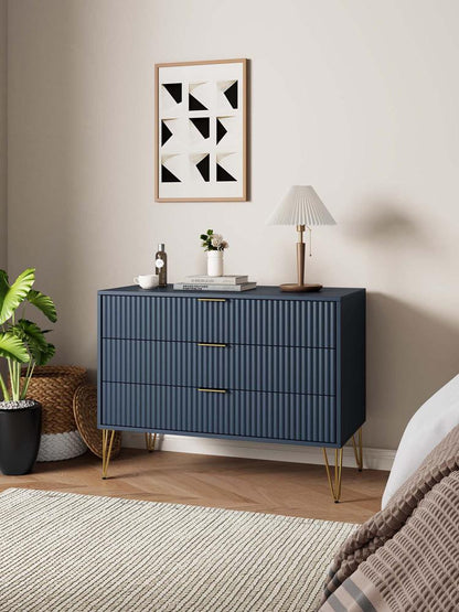 Manhattan Comfort - DUMBO Dresser with 3 Full Extension Drawers in Midnight Blue - DR001-MB veiw 10