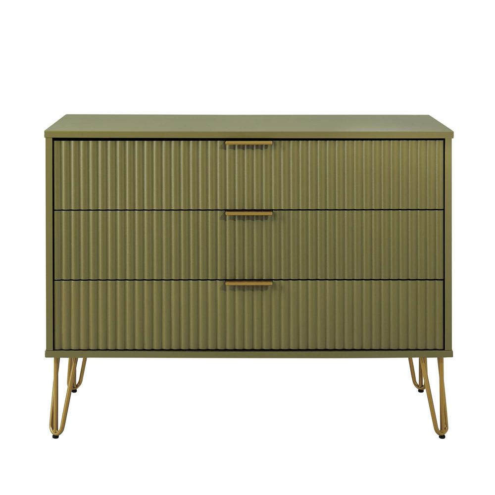 Manhattan Comfort - DUMBO Dresser with 3 Full Extension Drawers in Olive Green - DR001-OG veiw 1