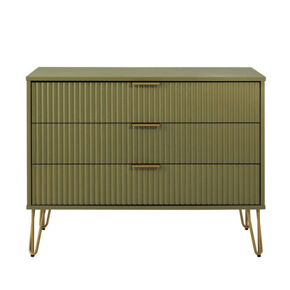 Manhattan Comfort - DUMBO Dresser with 3 Full Extension Drawers in Olive Green - DR001-OG veiw 1