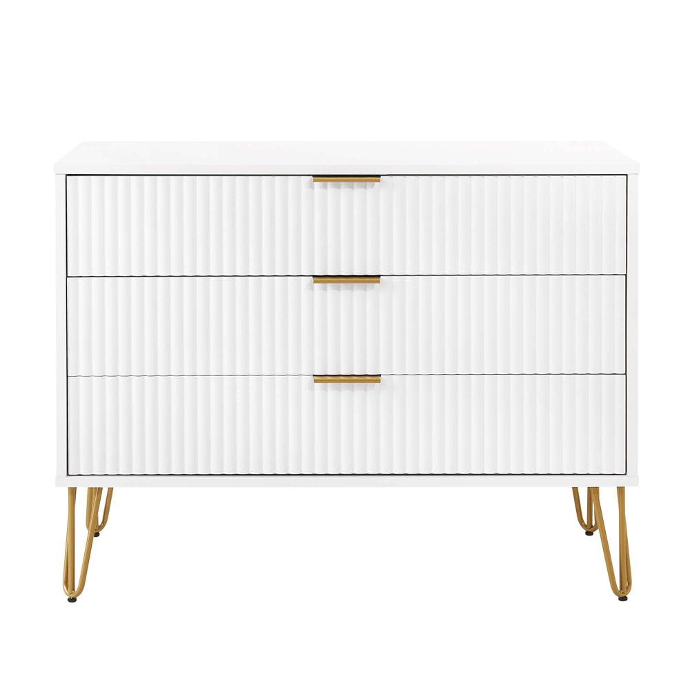 Manhattan Comfort - DUMBO Dresser with 3 Full Extension Drawers in White - DR001-WH veiw 1