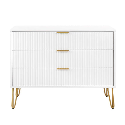 Manhattan Comfort - DUMBO Dresser with 3 Full Extension Drawers in White - DR001-WH veiw 1