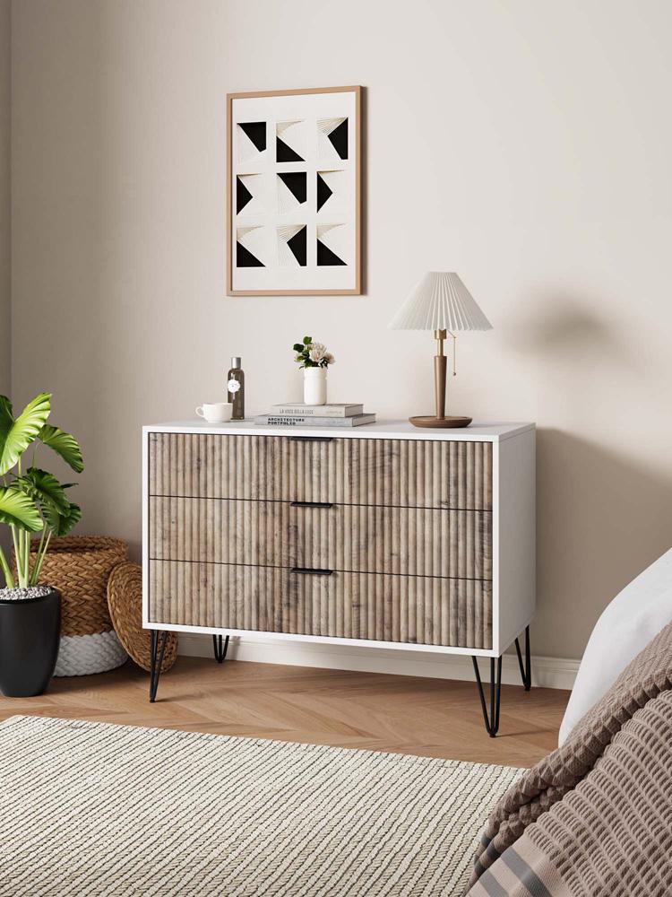 Manhattan Comfort - DUMBO Dresser with 3 Full Extension Drawers in White and Grey - DR001-WG veiw 10
