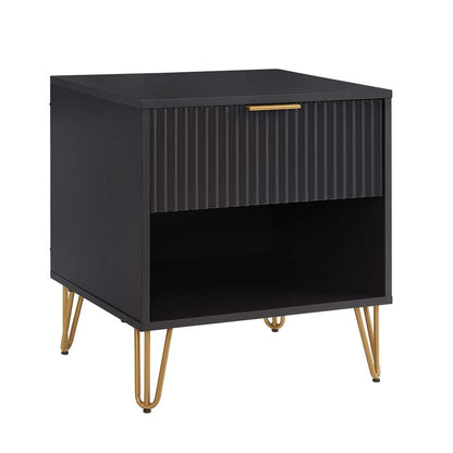 Manhattan Comfort - DUMBO Nightstand with 2 Full Extension Drawers in Black - Set of 2 - 2-NS001-BK veiw 2