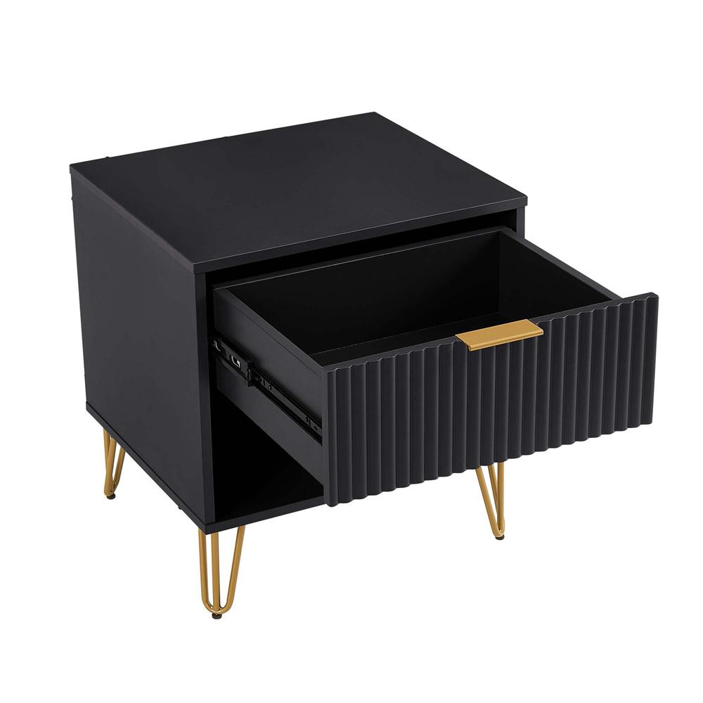 Manhattan Comfort - DUMBO Nightstand with 2 Full Extension Drawers in Black - Set of 2 - 2-NS001-BK veiw 4