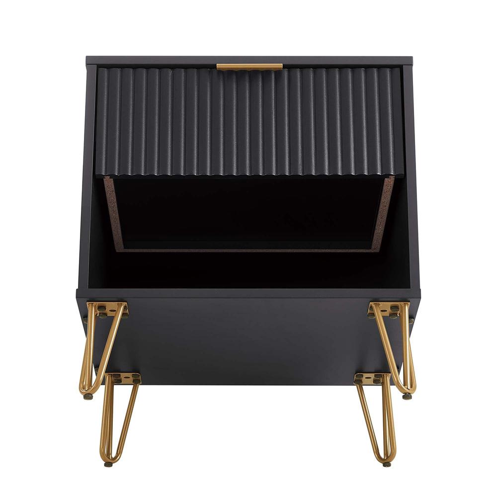 Manhattan Comfort - DUMBO Nightstand with 2 Full Extension Drawers in Black - Set of 2 - 2-NS001-BK veiw 5
